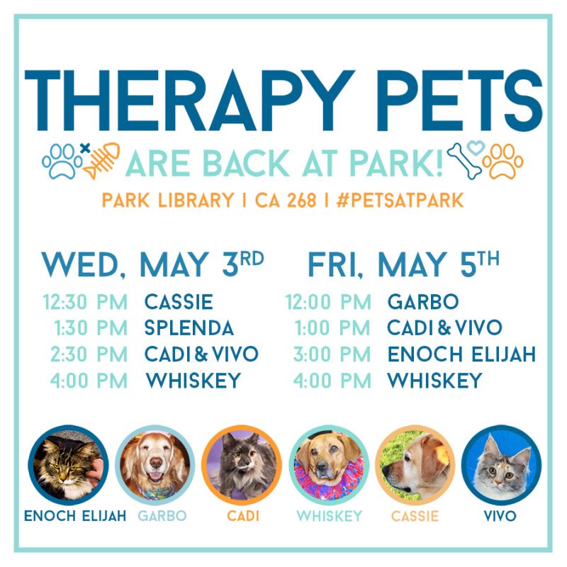 Therapy Pets Spring 2017 Schedule